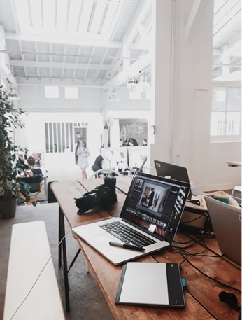 A laptop in the office