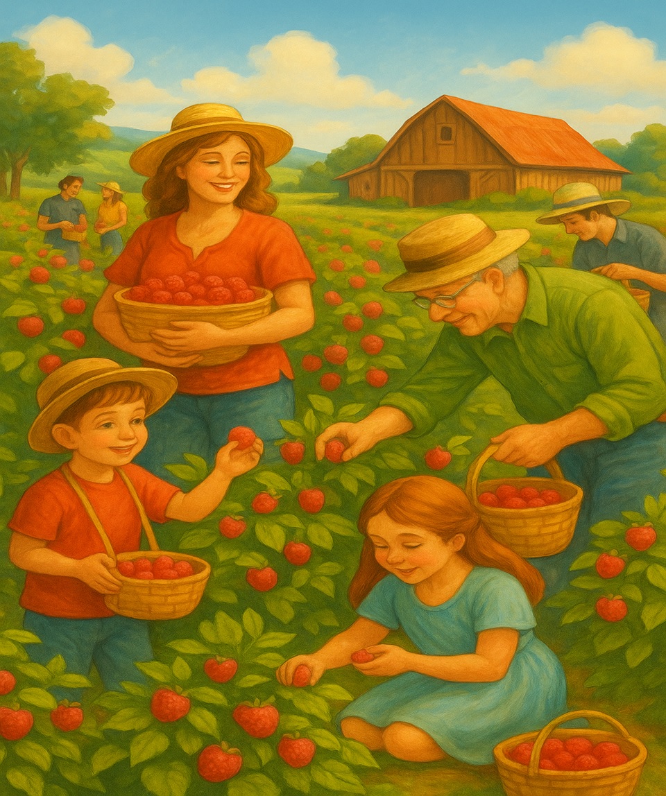 Raspberry-pickers People picking Raspberries